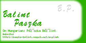 balint paszka business card